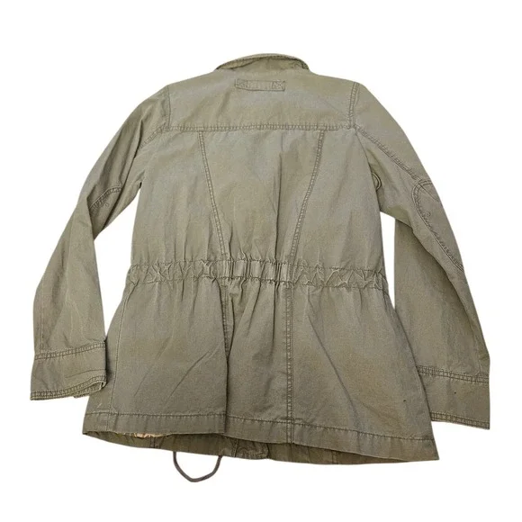 Mossimo Supply Co Green Utility Jacket Drawstring Waist Pockets Button Front - Picture 6 of 8